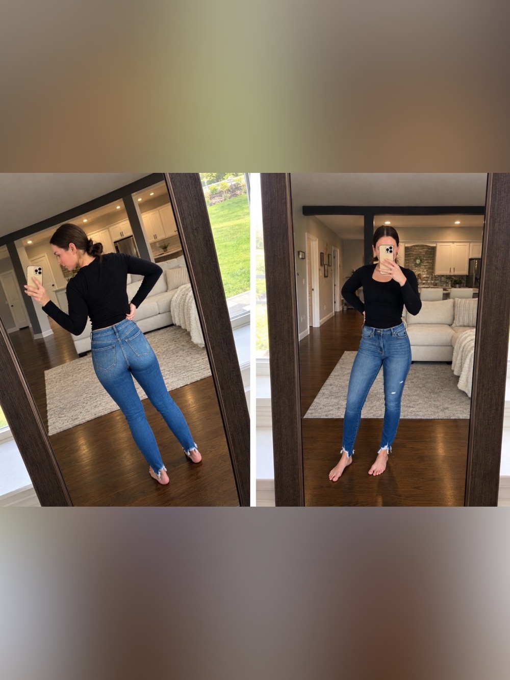 ✨KanCan High-Rise Skinny Jeans in Medium Blue with Frayed Hem✨